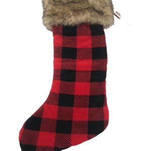 Great Northern | Christmas Stocking Decoration  | Red & Black Plaid | Faux Fur